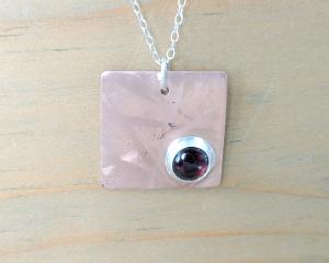 small copper and garnet charm necklace