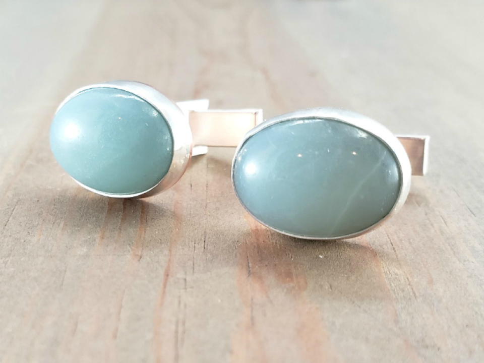 Blue Amazonite Cuff Links