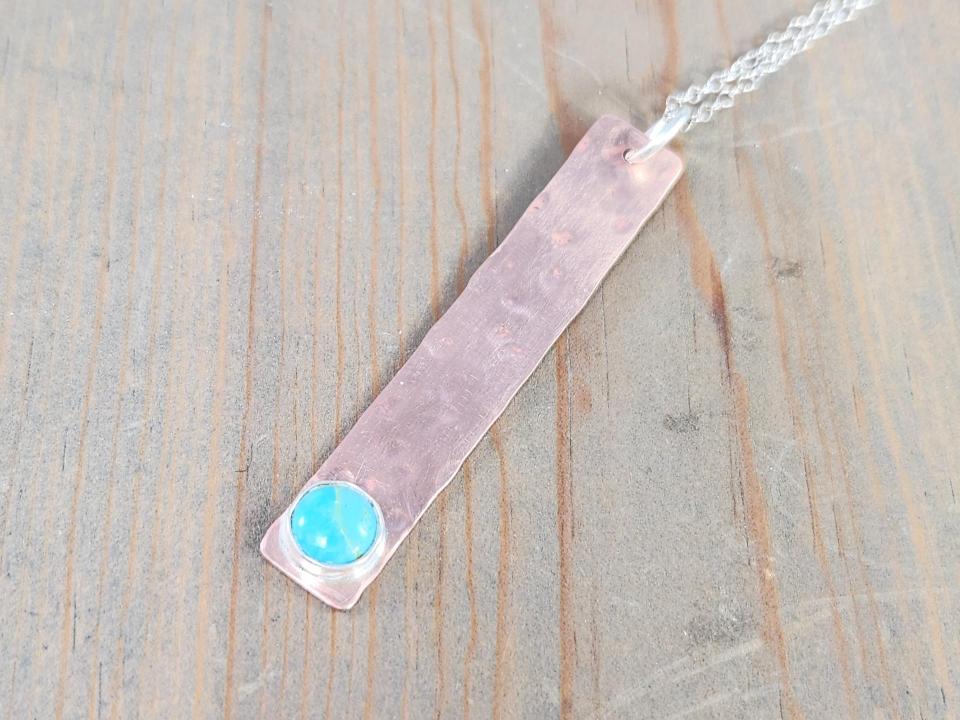 long copper stick pendant