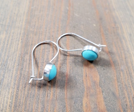 small turquoise kidney wire locking earrings