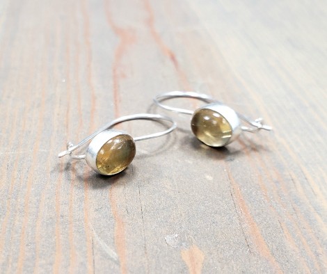 yellow citrine kidney wire locking earrings