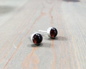 Red Garnet Earrings - Post