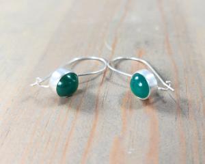 green onyx locking earrings