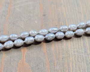 hand knotted gray rice pearls