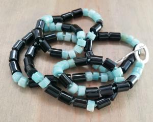 Black Onyx and Amazonite Necklace