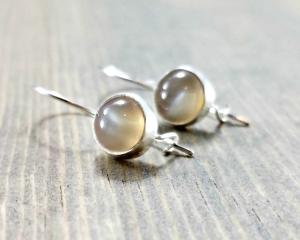 Moonstone and Silver Locking Wire Earrings