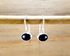 Oval Garnet Dangle Earrings