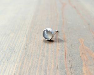 single gray moonstone post earring