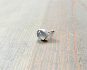 silver moonstone stud earring