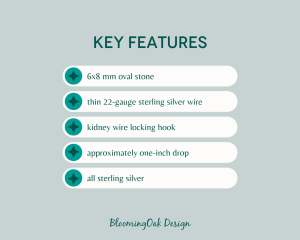 BloomingOak kidney wire earrings info card
