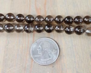 8mm smooth round smoky quartz beads