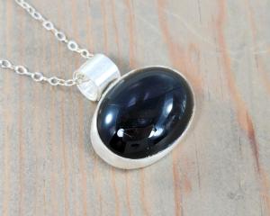 black gemstone pendant necklace