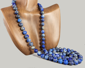 32 inch blue beaded necklace