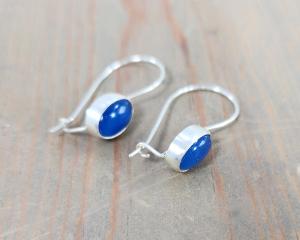 oval blue gemstone earrings
