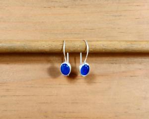 shot blue dangle earrings