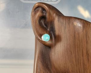 6mm turquoise cabochon earring