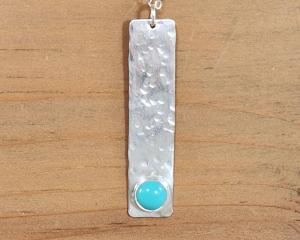 turquoise and silver stick pendant