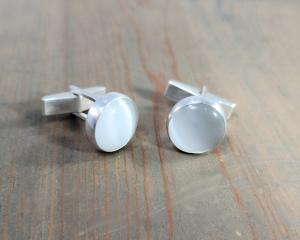 white cat's eye glass cabochon