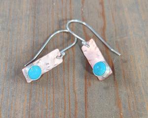 Hammered Turquoise Earrings