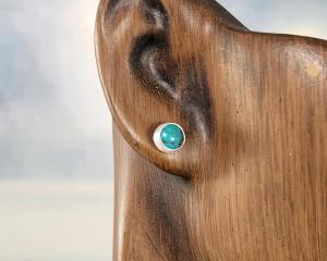 blue turquoise dark veining single earring