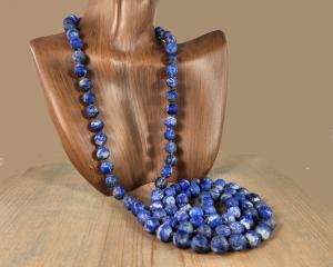 36 inch blue lapis beaded necklace