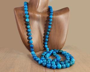 32 inch long apatite bead necklace