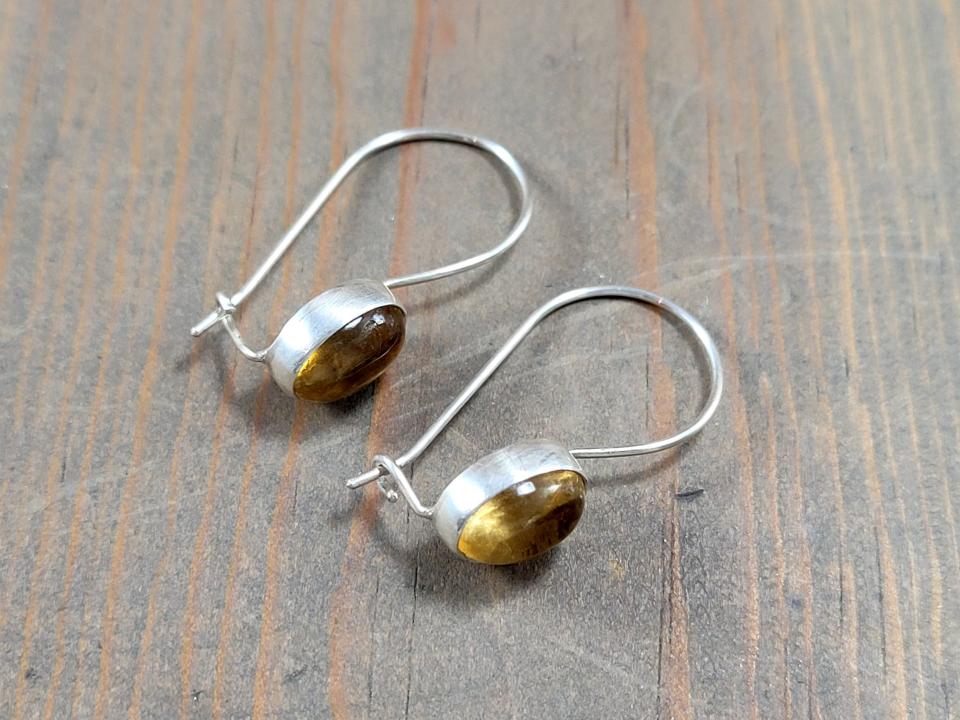 bezel set gemstone earrings