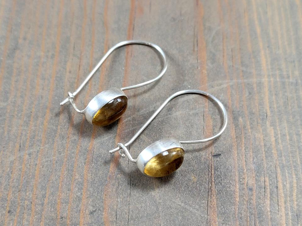 bezel set gemstone earrings