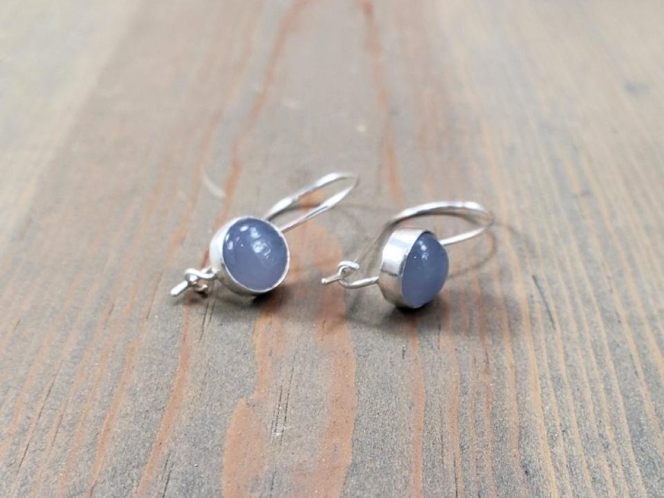 blue chalcedony latch back earrings