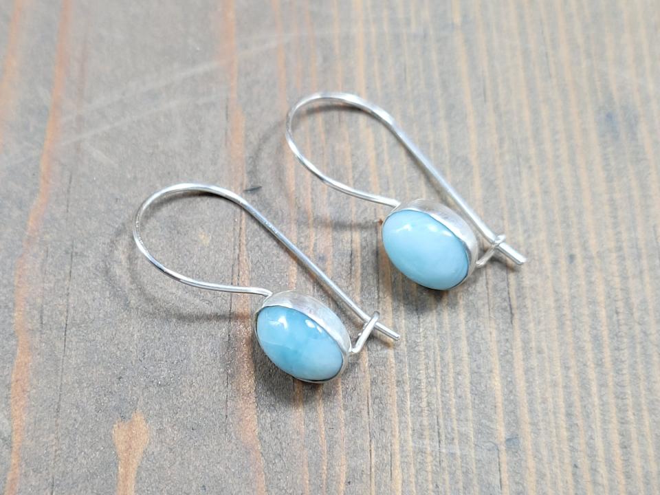 larimar kidney wire earrings
