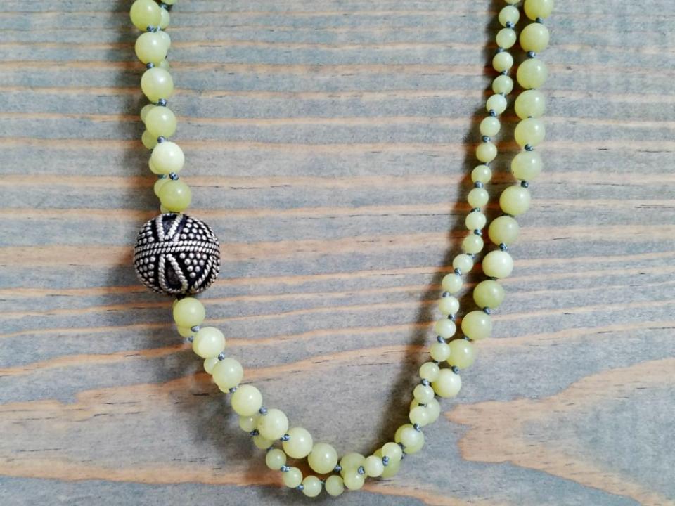 Multi Strand Yellow Jade Necklace