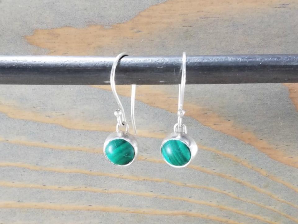 Green Malachite Drop Earrings