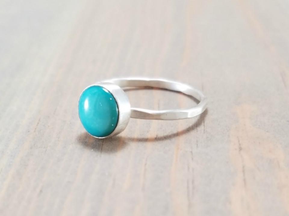 Turquoise and Silver Stackable Ring