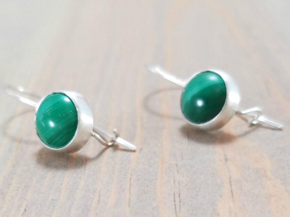 Natural Green Malachite Earrings