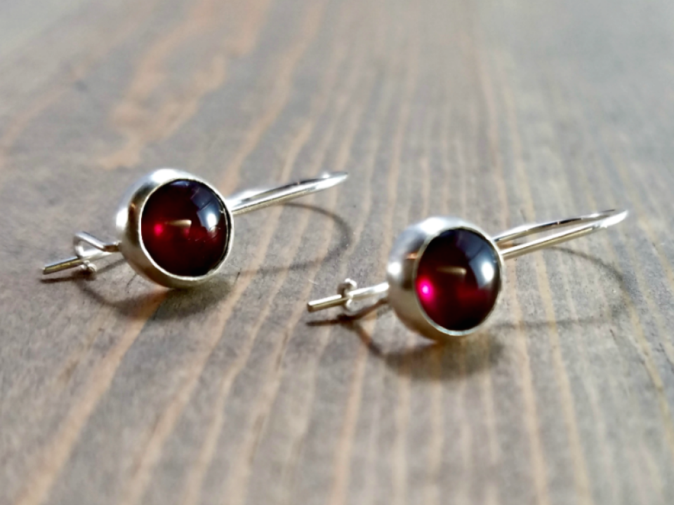 Red Garnet Drop Earrings