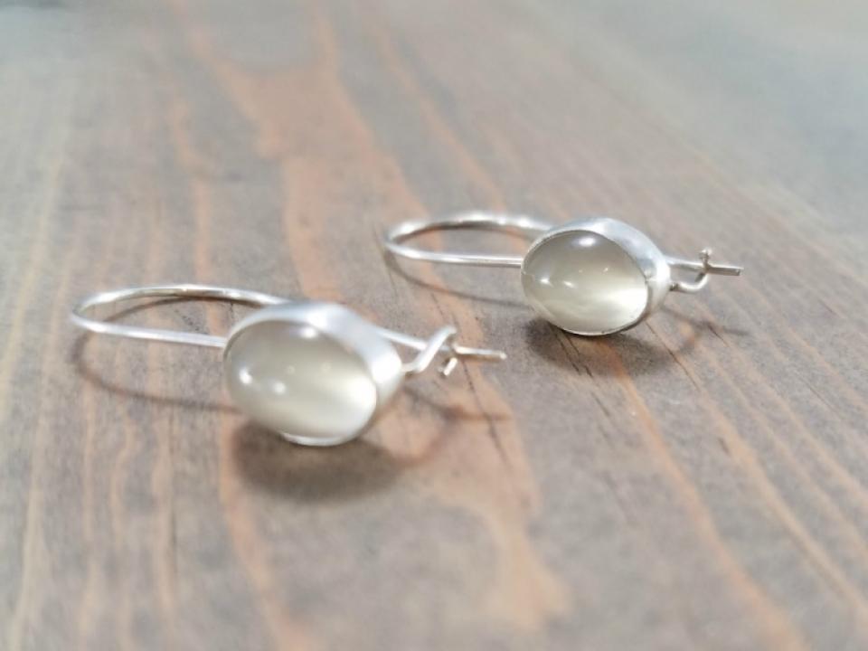 Moonstone Locking Wire Earrings