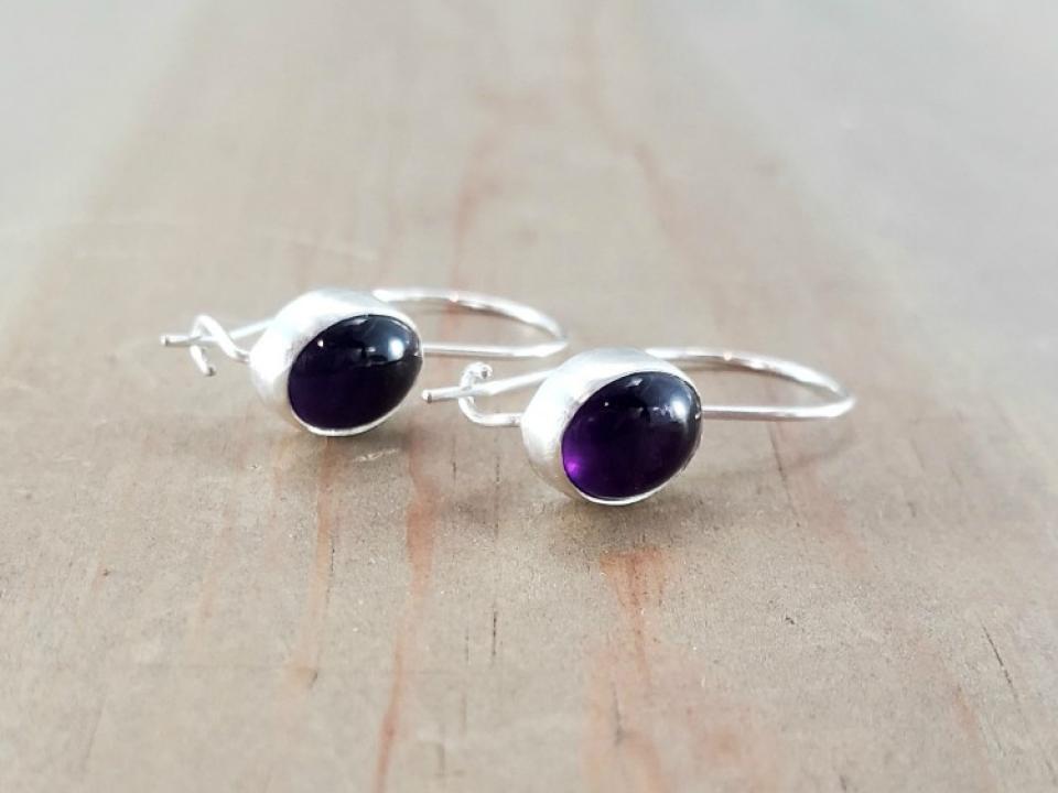 Oval Amethyst Earrings