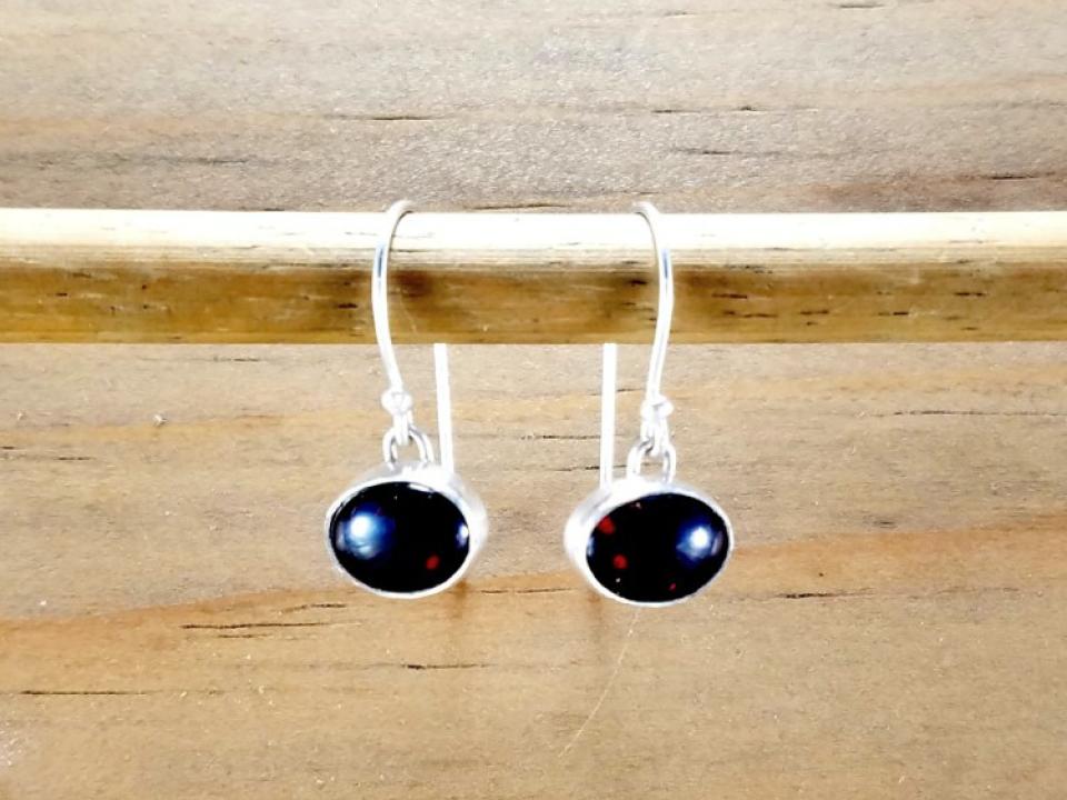 Oval Garnet Dangle Earrings