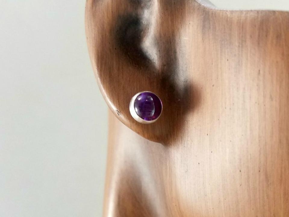 Tiny Amethyst Stud Earrings