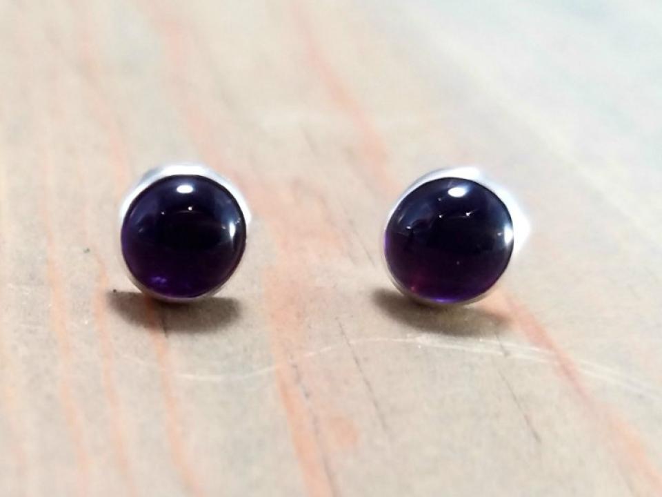 Small Amethyst Post Earrings