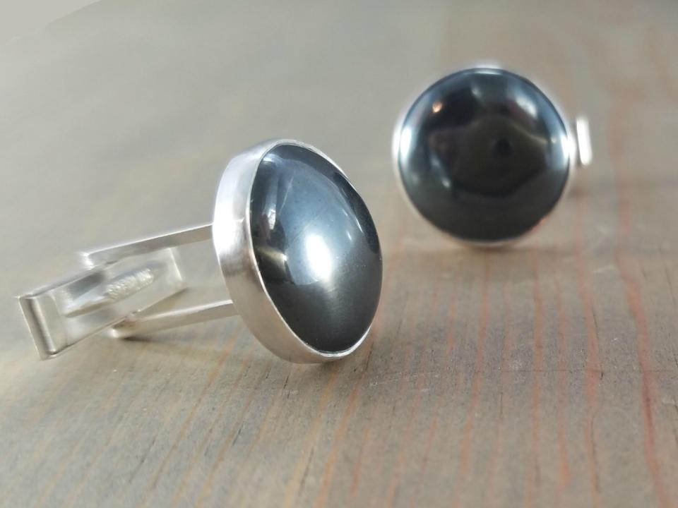 metallic gray cufflinks