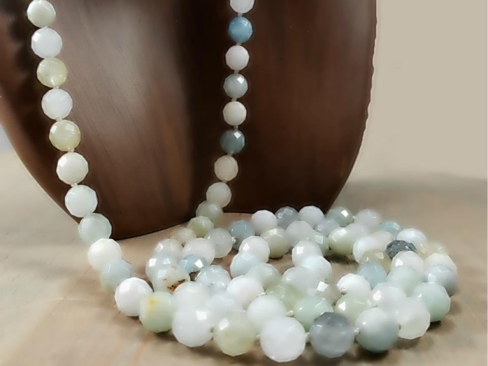 35 inch aquamarine gemstone necklace