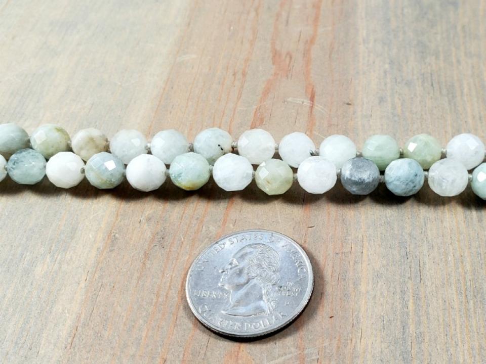 8mm natural aquamarine faceted round beads