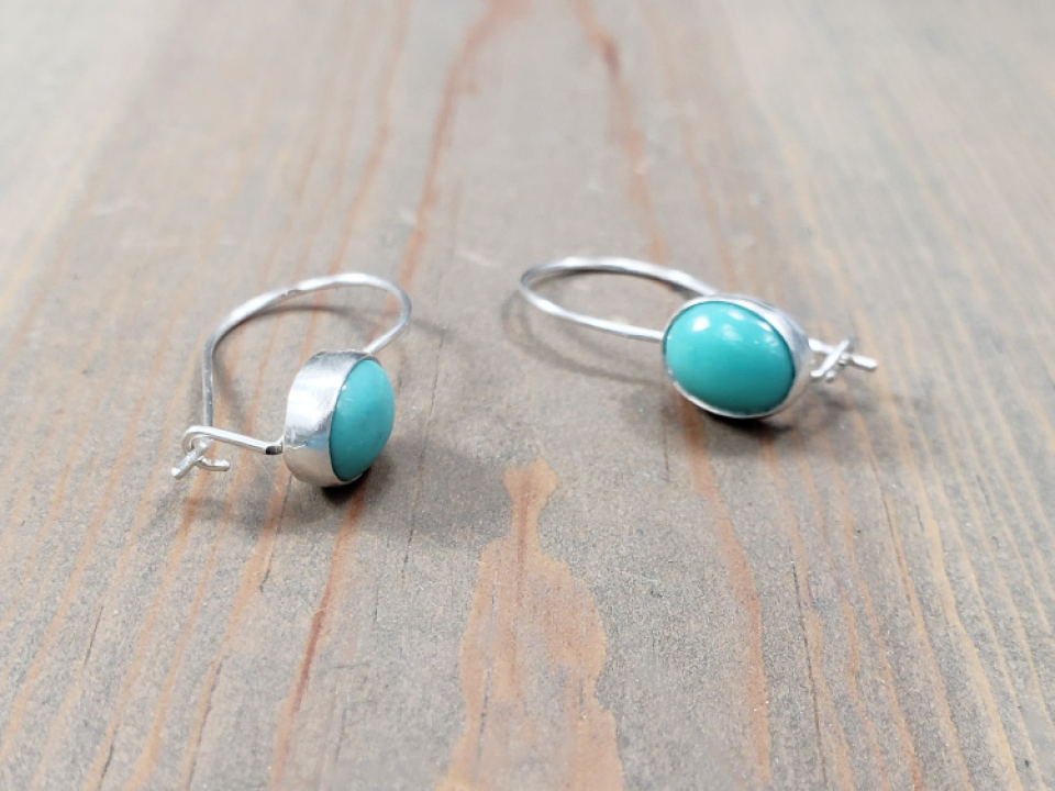 turquoise kidney wire earrings