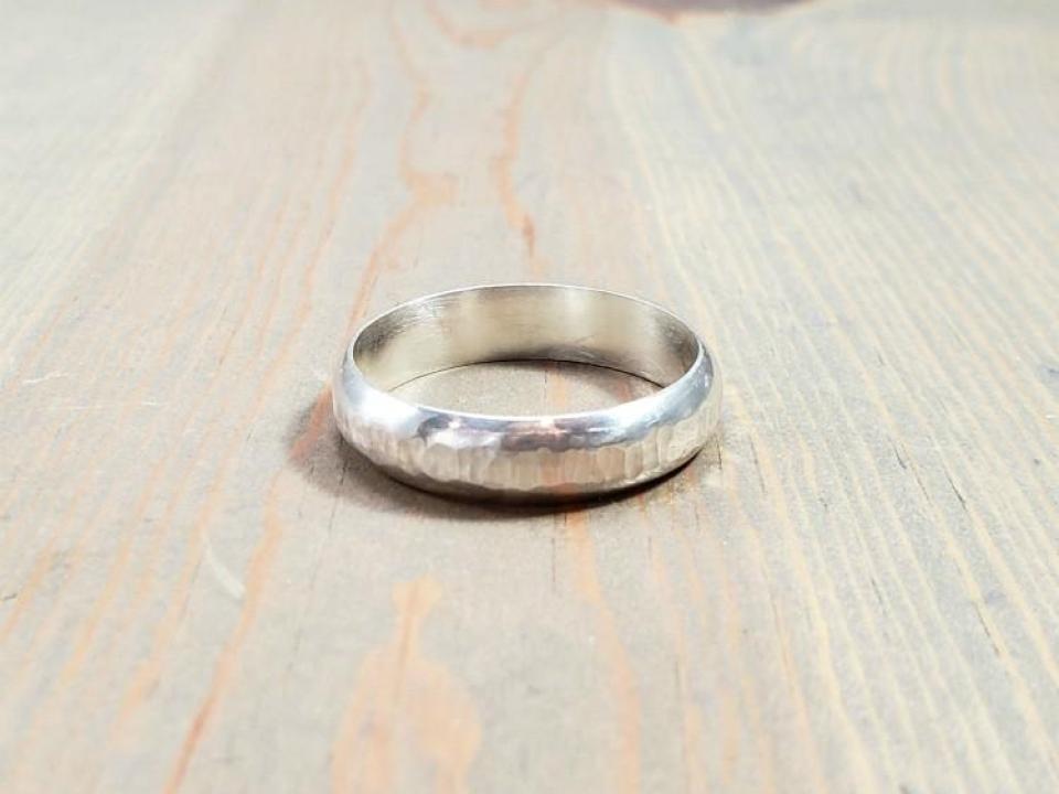 hammer textured wedding band