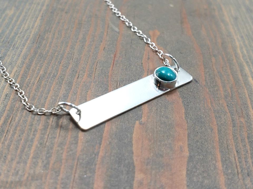 16 inch turquoise bar necklace
