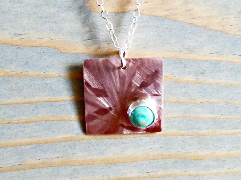 Copper Turquoise Pendant Necklace