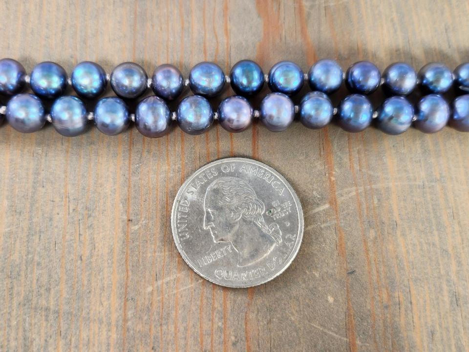 7mm freshwater blue peacock pearls