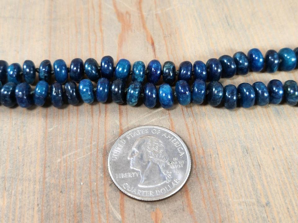 5x8 natural dark blue apatite rondelle beads