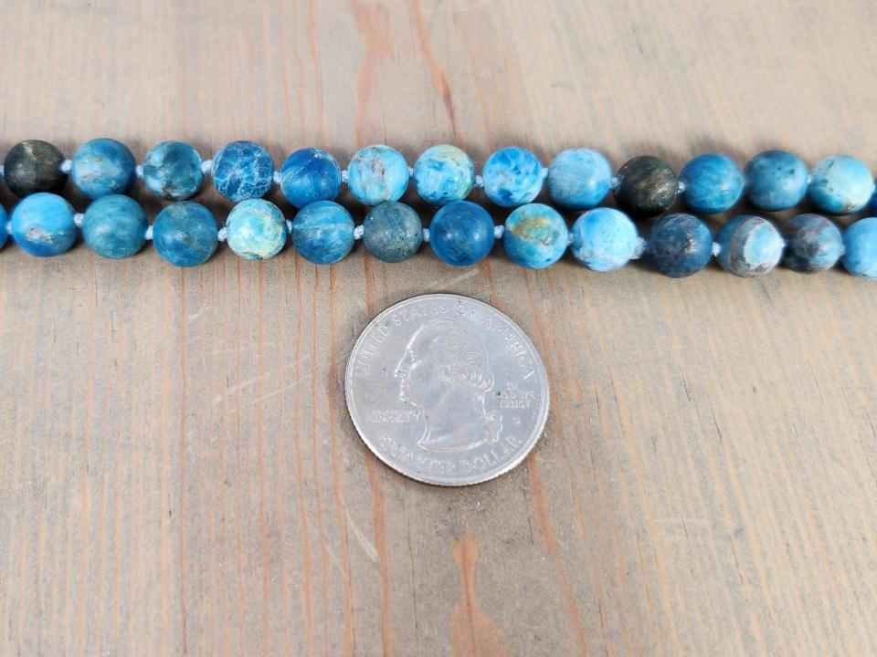 8mm blue apatite beads